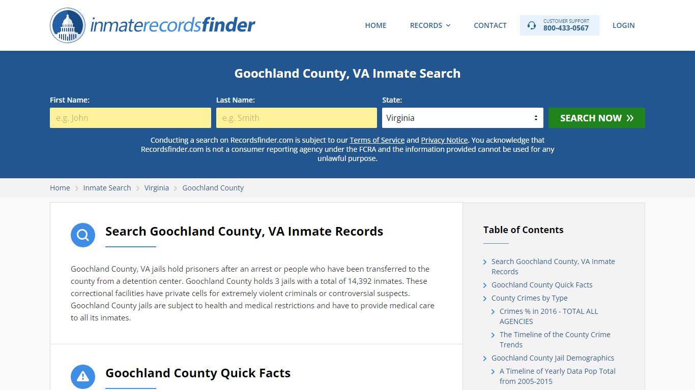 Goochland County, VA Inmate Lookup & Jail Records Online
